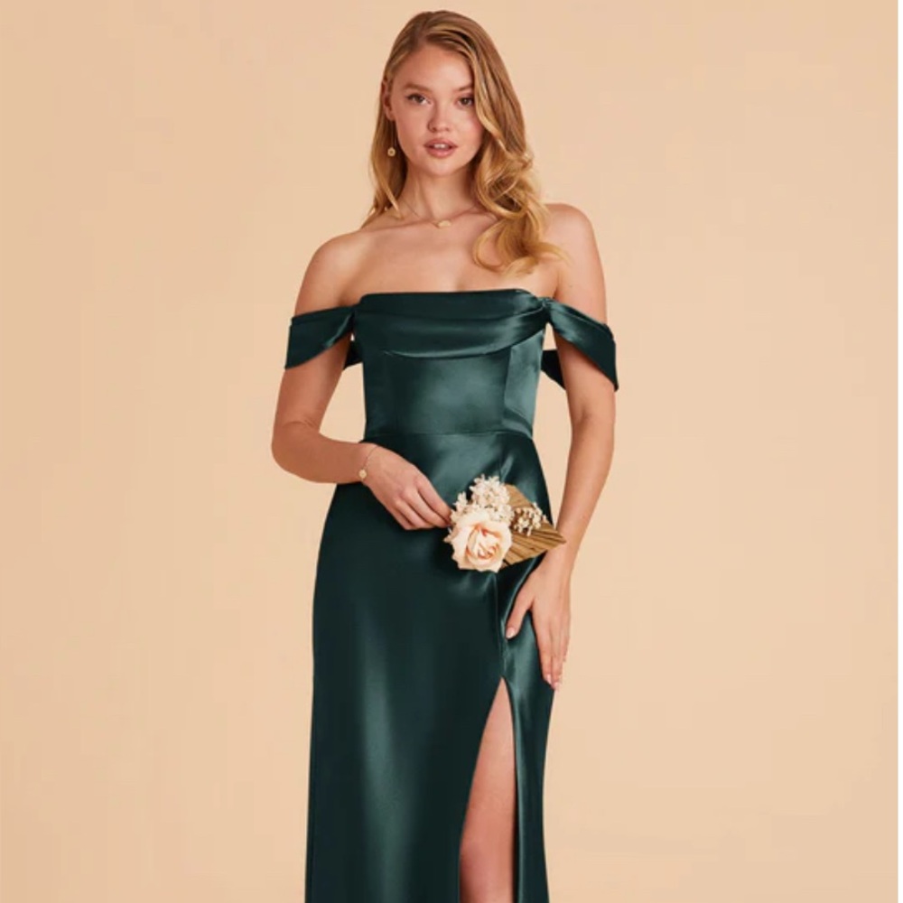 Birdy Grey Mia Convertible Dress in Shiny Satin Emerald